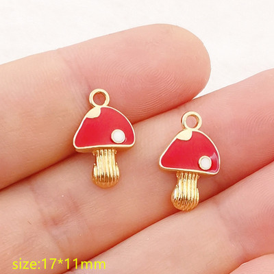 10τμχ Γούρι με σμάλτο μανιταριών για κοσμήματα Σκουλαρίκι κρεμαστό βραχιόλι κολιέ Γούρια Diy κοσμήματα κατασκευής αξεσουάρ