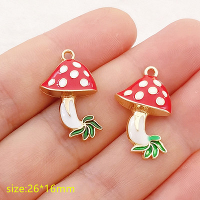 10τμχ Γούρι με σμάλτο μανιταριών για κοσμήματα Σκουλαρίκι κρεμαστό βραχιόλι κολιέ Γούρια Diy κοσμήματα κατασκευής αξεσουάρ
