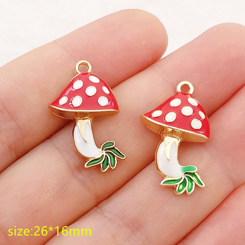 10τμχ Γούρι με σμάλτο μανιταριών για κοσμήματα Σκουλαρίκι κρεμαστό βραχιόλι κολιέ Γούρια Diy κοσμήματα κατασκευής αξεσουάρ