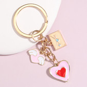 Χαριτωμένο σμάλτο Μπρελόκ Καρδιά Φτερά Love Letter Μπρελόκ Φάκελος Μπρελόκ Δώρα για την Ημέρα του Αγίου Βαλεντίνου για ερωτευμένο ζευγάρι Κοσμήματα DIY