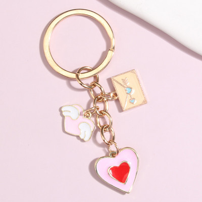 Χαριτωμένο σμάλτο Μπρελόκ Καρδιά Φτερά Love Letter Μπρελόκ Φάκελος Μπρελόκ Δώρα για την Ημέρα του Αγίου Βαλεντίνου για ερωτευμένο ζευγάρι Κοσμήματα DIY