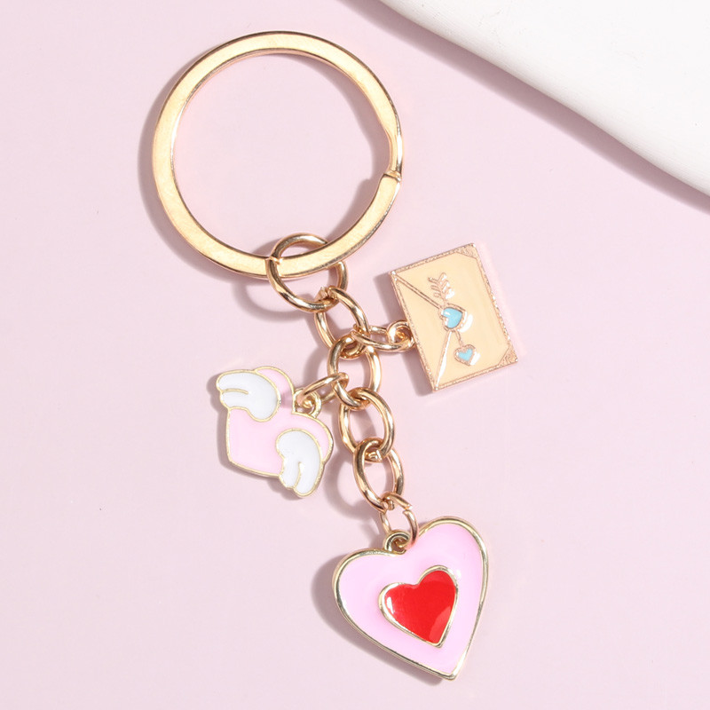 Χαριτωμένο σμάλτο Μπρελόκ Καρδιά Φτερά Love Letter Μπρελόκ Φάκελος Μπρελόκ Δώρα για την Ημέρα του Αγίου Βαλεντίνου για ερωτευμένο ζευγάρι Κοσμήματα DIY