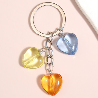 Χαριτωμένο μπρελόκ Πολύχρωμο ακρυλικό μπρελόκ καρδιών Αγάπη μπρελόκ για γυναίκες Αξεσουάρ ανδρικής τσάντας DIY Χειροποίητα κοσμήματα δώρα