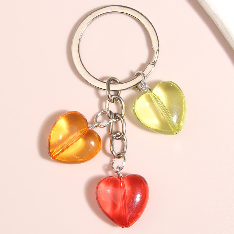 Χαριτωμένο μπρελόκ Πολύχρωμο ακρυλικό μπρελόκ καρδιών Αγάπη μπρελόκ για γυναίκες Αξεσουάρ ανδρικής τσάντας DIY Χειροποίητα κοσμήματα δώρα