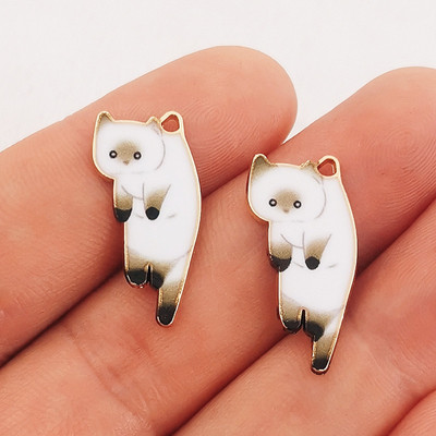 15db 25x13mm divatos arany színű fémötvözet Kawaii zománc macska állati bűbáj medál fitt ékszer készítés barkács ékszer keresés