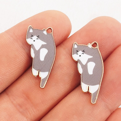 15db 25x13mm divatos arany színű fémötvözet Kawaii zománc macska állati bűbáj medál fitt ékszer készítés barkács ékszer keresés