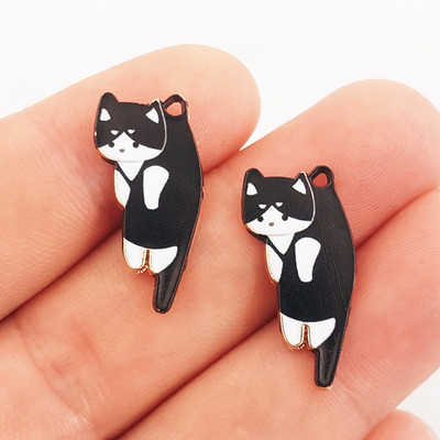 15db 25x13mm divatos arany színű fémötvözet Kawaii zománc macska állati bűbáj medál fitt ékszer készítés barkács ékszer keresés