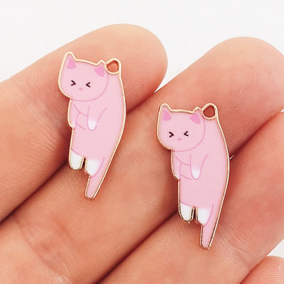 15db 25x13mm divatos arany színű fémötvözet Kawaii zománc macska állati bűbáj medál fitt ékszer készítés barkács ékszer keresés