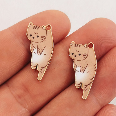 15db 25x13mm divatos arany színű fémötvözet Kawaii zománc macska állati bűbáj medál fitt ékszer készítés barkács ékszer keresés
