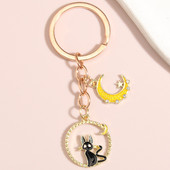 Breloc cu desene animate Moon Star Cat Breloc Email Breloc Cadouri suvenir pentru femei Bărbați Accesoriu geantă Cadouri bijuterii lucrate manual