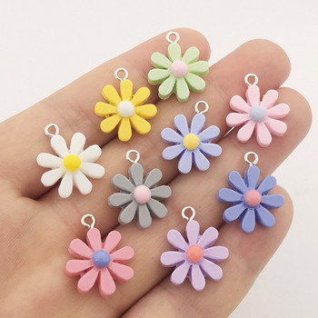 JINDINSP 20τμχ 21*17mm Ρητίνη Sun Flower Charms Μενταγιόν για DIY Διακόσμηση Σκουλαρίκια Μπρελόκ Αξεσουάρ κοσμημάτων μόδας