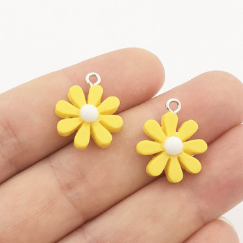 JINDINSP 20τμχ 21*17mm Ρητίνη Sun Flower Charms Μενταγιόν για DIY Διακόσμηση Σκουλαρίκια Μπρελόκ Αξεσουάρ κοσμημάτων μόδας