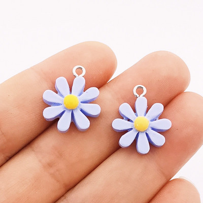 JINDINSP 20τμχ 21*17mm Ρητίνη Sun Flower Charms Μενταγιόν για DIY Διακόσμηση Σκουλαρίκια Μπρελόκ Αξεσουάρ κοσμημάτων μόδας