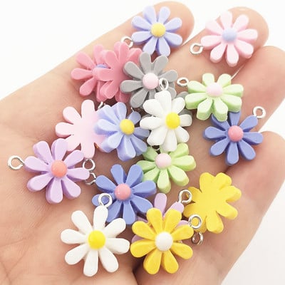JINDINSP 20τμχ 21*17mm Ρητίνη Sun Flower Charms Μενταγιόν για DIY Διακόσμηση Σκουλαρίκια Μπρελόκ Αξεσουάρ κοσμημάτων μόδας