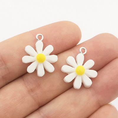 JINDINSP 20τμχ 21*17mm Ρητίνη Sun Flower Charms Μενταγιόν για DIY Διακόσμηση Σκουλαρίκια Μπρελόκ Αξεσουάρ κοσμημάτων μόδας