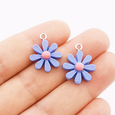 JINDINSP 20τμχ 21*17mm Ρητίνη Sun Flower Charms Μενταγιόν για DIY Διακόσμηση Σκουλαρίκια Μπρελόκ Αξεσουάρ κοσμημάτων μόδας