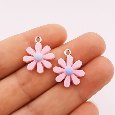 JINDINSP 20τμχ 21*17mm Ρητίνη Sun Flower Charms Μενταγιόν για DIY Διακόσμηση Σκουλαρίκια Μπρελόκ Αξεσουάρ κοσμημάτων μόδας