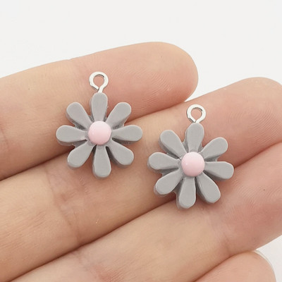 JINDINSP 20τμχ 21*17mm Ρητίνη Sun Flower Charms Μενταγιόν για DIY Διακόσμηση Σκουλαρίκια Μπρελόκ Αξεσουάρ κοσμημάτων μόδας