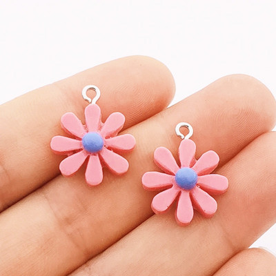 JINDINSP 20τμχ 21*17mm Ρητίνη Sun Flower Charms Μενταγιόν για DIY Διακόσμηση Σκουλαρίκια Μπρελόκ Αξεσουάρ κοσμημάτων μόδας