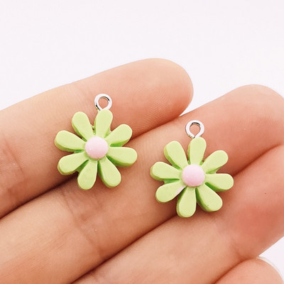 JINDINSP 20τμχ 21*17mm Ρητίνη Sun Flower Charms Μενταγιόν για DIY Διακόσμηση Σκουλαρίκια Μπρελόκ Αξεσουάρ κοσμημάτων μόδας