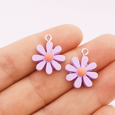JINDINSP 20τμχ 21*17mm Ρητίνη Sun Flower Charms Μενταγιόν για DIY Διακόσμηση Σκουλαρίκια Μπρελόκ Αξεσουάρ κοσμημάτων μόδας