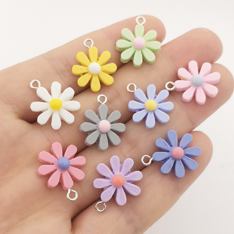 JINDINSP 20τμχ 21*17mm Ρητίνη Sun Flower Charms Μενταγιόν για DIY Διακόσμηση Σκουλαρίκια Μπρελόκ Αξεσουάρ κοσμημάτων μόδας