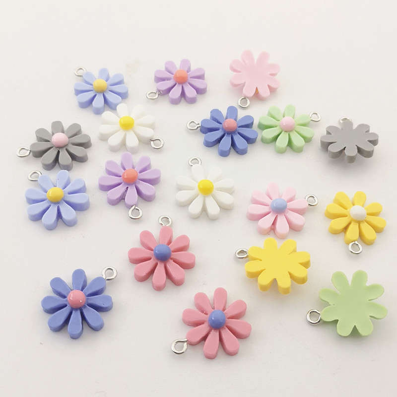 JINDINSP 20τμχ 21*17mm Ρητίνη Sun Flower Charms Μενταγιόν για DIY Διακόσμηση Σκουλαρίκια Μπρελόκ Αξεσουάρ κοσμημάτων μόδας
