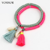 Bijuterii lucrate manual Brățări Boho pentru femei Brățară cu ciucuri cu margele din argilă polimerică colorată Cadouri pentru fete