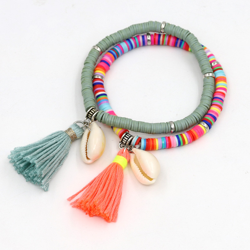 Bijuterii lucrate manual Brățări Boho pentru femei Brățară cu ciucuri cu margele din argilă polimerică colorată Cadouri pentru fete