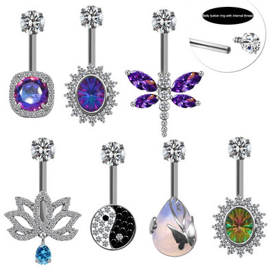 Leosoxs 1 db Euramerican Dragonfly Lotus Water Drop Gossip Belly Button gyűrű belső cérna szúrás köldök gyűrű