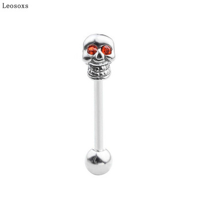 Leosoxs 1 τεμάχιο Skull Υποαλλεργικά από ανοξείδωτο ατσάλι Tongue Nail Piercing Κοσμήματα δαχτυλίδια γλώσσας