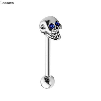 Leosoxs 1 τεμάχιο Skull Υποαλλεργικά από ανοξείδωτο ατσάλι Tongue Nail Piercing Κοσμήματα δαχτυλίδια γλώσσας