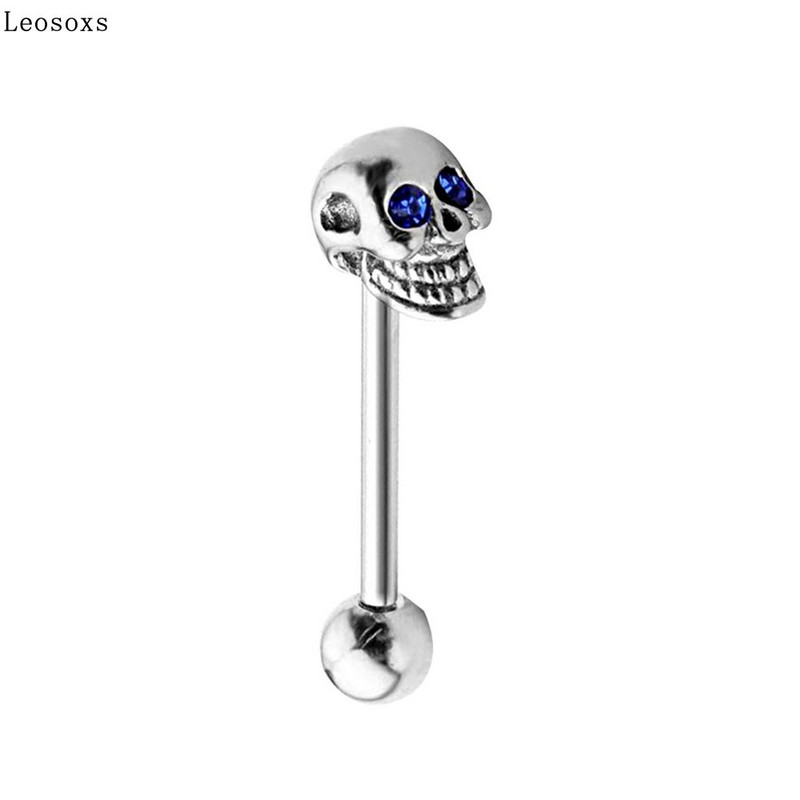 Leosoxs 1 τεμάχιο Skull Υποαλλεργικά από ανοξείδωτο ατσάλι Tongue Nail Piercing Κοσμήματα δαχτυλίδια γλώσσας