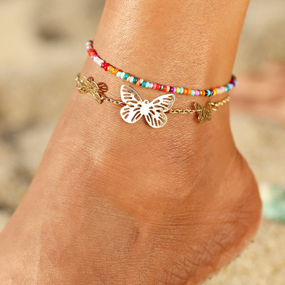 Βραχιόλι 17 χιλιομέτρων Bohemian Multilayer Χρυσό Χρυσό Βραχιόλι στο πόδι για γυναίκες Μόδα γυναικεία ποδαράκια κοσμήματα παραλίας με αλυσίδα ξυπόλυτων ποδιών