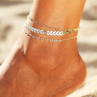 Βραχιόλι 17 χιλιομέτρων Bohemian Multilayer Χρυσό Χρυσό Βραχιόλι στο πόδι για γυναίκες Μόδα γυναικεία ποδαράκια κοσμήματα παραλίας με αλυσίδα ξυπόλυτων ποδιών