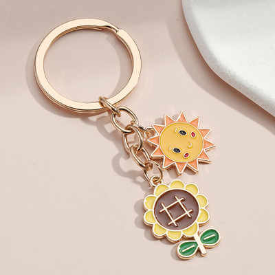 Χαριτωμένο μπρελόκ με σμάλτο Ηλίανθος πεταλούδα Κυρ Πασχαλίτσα Μπρελόκ Κήπος Μπρελόκ Φυτά Δώρα για Γυναίκες Άνδρες DIY Χειροποίητα κοσμήματα