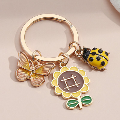 Χαριτωμένο μπρελόκ με σμάλτο Ηλίανθος πεταλούδα Κυρ Πασχαλίτσα Μπρελόκ Κήπος Μπρελόκ Φυτά Δώρα για Γυναίκες Άνδρες DIY Χειροποίητα κοσμήματα