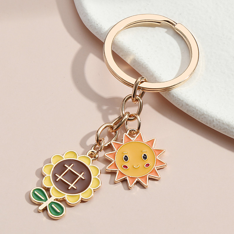 Χαριτωμένο μπρελόκ με σμάλτο Ηλίανθος πεταλούδα Κυρ Πασχαλίτσα Μπρελόκ Κήπος Μπρελόκ Φυτά Δώρα για Γυναίκες Άνδρες DIY Χειροποίητα κοσμήματα