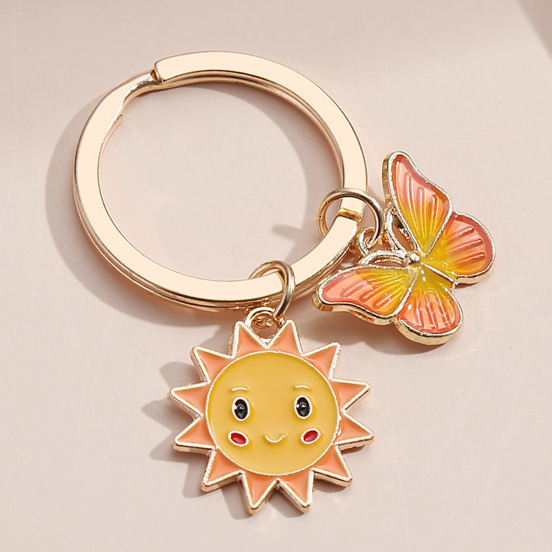 Χαριτωμένο μπρελόκ με σμάλτο Ηλίανθος πεταλούδα Κυρ Πασχαλίτσα Μπρελόκ Κήπος Μπρελόκ Φυτά Δώρα για Γυναίκες Άνδρες DIY Χειροποίητα κοσμήματα