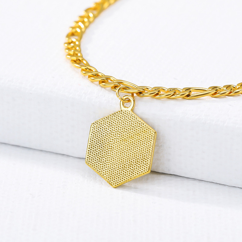 AZ Letter Hexagon gleznă inițială pentru femei Brățară de gleznă din oțel inoxidabil de culoare aurie pe picior, lanț de picior, bijuterii de gleznă
