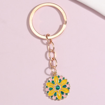 Χαριτωμένο μπρελόκ από σμάλτο Πολύχρωμο λουλούδι μπρελόκ Φυτά Μπρελόκ Αλυσίδες Αναμνηστικά δώρα για γυναίκες κορίτσια Τσάντα χειρός Αξεσουάρ DIY Κοσμήματα