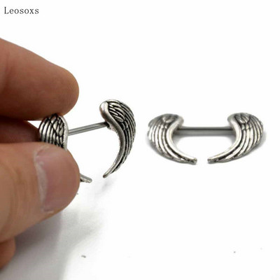 Leosoxs 2 τμχ Εκρηκτικό ανοξείδωτο ατσάλι Ghost Head πιρούνι Lotus Letter Breast Ring Human Body Piercing Jewelry