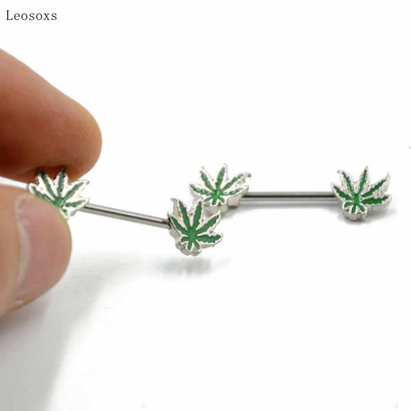 Leosoxs 2 τμχ Εκρηκτικό ανοξείδωτο ατσάλι Ghost Head πιρούνι Lotus Letter Breast Ring Human Body Piercing Jewelry