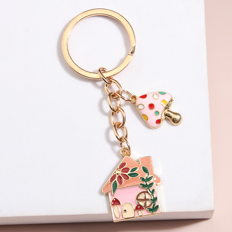 Breloc email cu desene animate Breloc pentru casă ciuperci Breloc cu frunze de floare Breloc pentru casă pentru femei Bărbați Chei de mașină DIY Bijuterii lucrate manual Cadouri