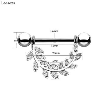 Leosoxs 2 бр. Горещо продаван пръстен за гърди в Европа и Америка, популярен пръстен за гърди от неръждаема стомана с циркон