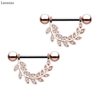 Leosoxs 2 buc. Inel pentru sâni, vândut la cald în Europa și America, inel popular din oțel inoxidabil cu zircon.