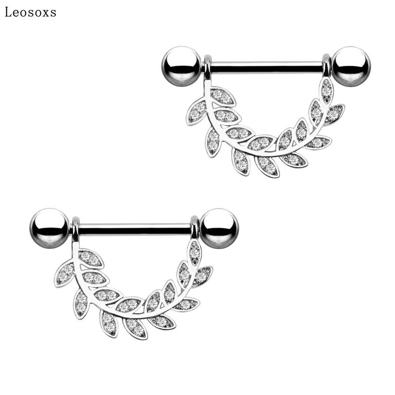 Leosoxs 2 buc. Inel pentru sâni, vândut la cald în Europa și America, inel popular din oțel inoxidabil cu zircon.