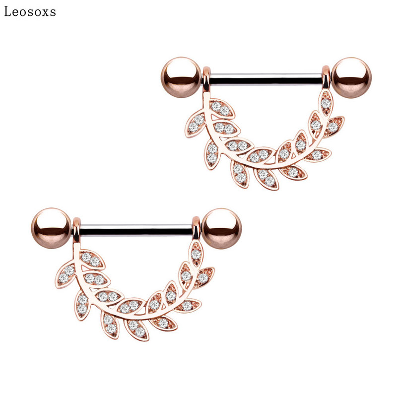 Leosoxs 2 buc. Inel pentru sâni, vândut la cald în Europa și America, inel popular din oțel inoxidabil cu zircon.