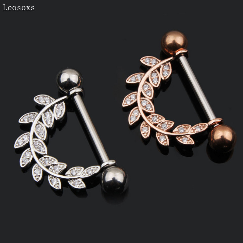 Leosoxs 2 buc. Inel pentru sâni, vândut la cald în Europa și America, inel popular din oțel inoxidabil cu zircon.