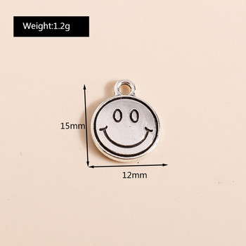 20 τμχ 12*15mm Classic Alloy Smile Face Charms Μενταγιόν για Κολιέ Σκουλαρίκια Κατασκευή Αξεσουάρ Γούρι κεφαλιού Diy Jewelry Findings